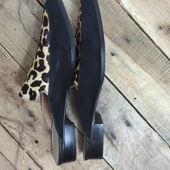 Boho Halogen Genuine Leather Leopard Printed Calf Hair Slip on Shoes - Picture 5 of 8
